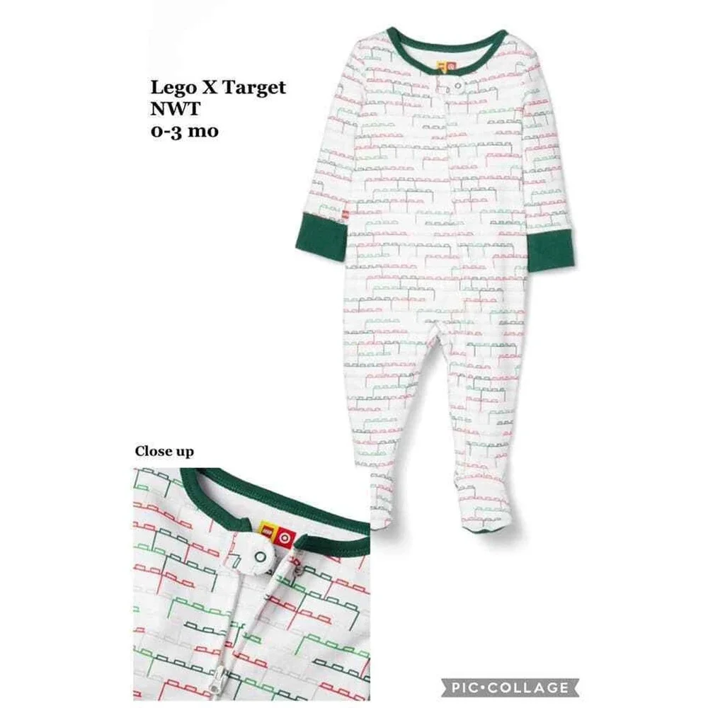 Lego x Target Baby One Piece‎ Sleeper Size 0-3 Months Red Green Bricks Christmas